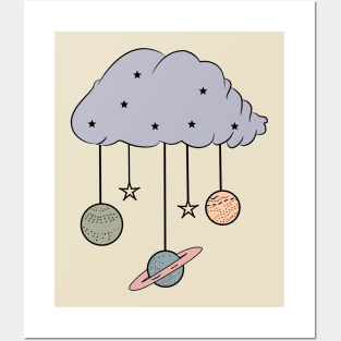 cute Space cloud ,with awesome planets ,stars Posters and Art